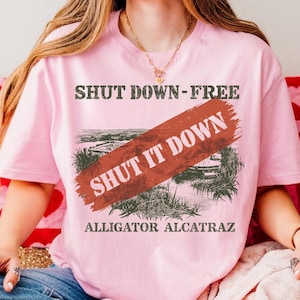 Anti Alligator PNG, Alcatraz Gator Enforcement PNG, N.I.C.E Prison Squad Design, Vintage Funny Shirt Clipart, Sublimation Tee File