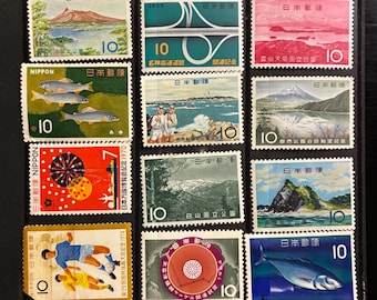 Vintage Japanese Stamp Set 10 Yen & 7 Yen Unused Showa Era Lot Japan