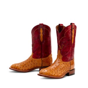 Handmade Ostrich Leather Cowboy Western Boots For Men and Women
