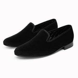 Handmade Black Velvet Loafers Luxury Wedding & Party Footwear Mens