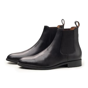 Men’s Handmade Black Leather Chelsea Boots – Formal & Casual Ankle Dress Boots - Wedding Boots Mens - Crafture Vault