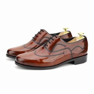 Handmade Brown Leather Oxford Shoes: Formal Lace-Up Wedding Dress Shoes