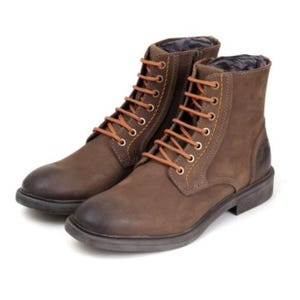 Handmade Brown Leather Combat Boots Lace Up Ankle Rugged Outdoor Inspired Casual Boots
