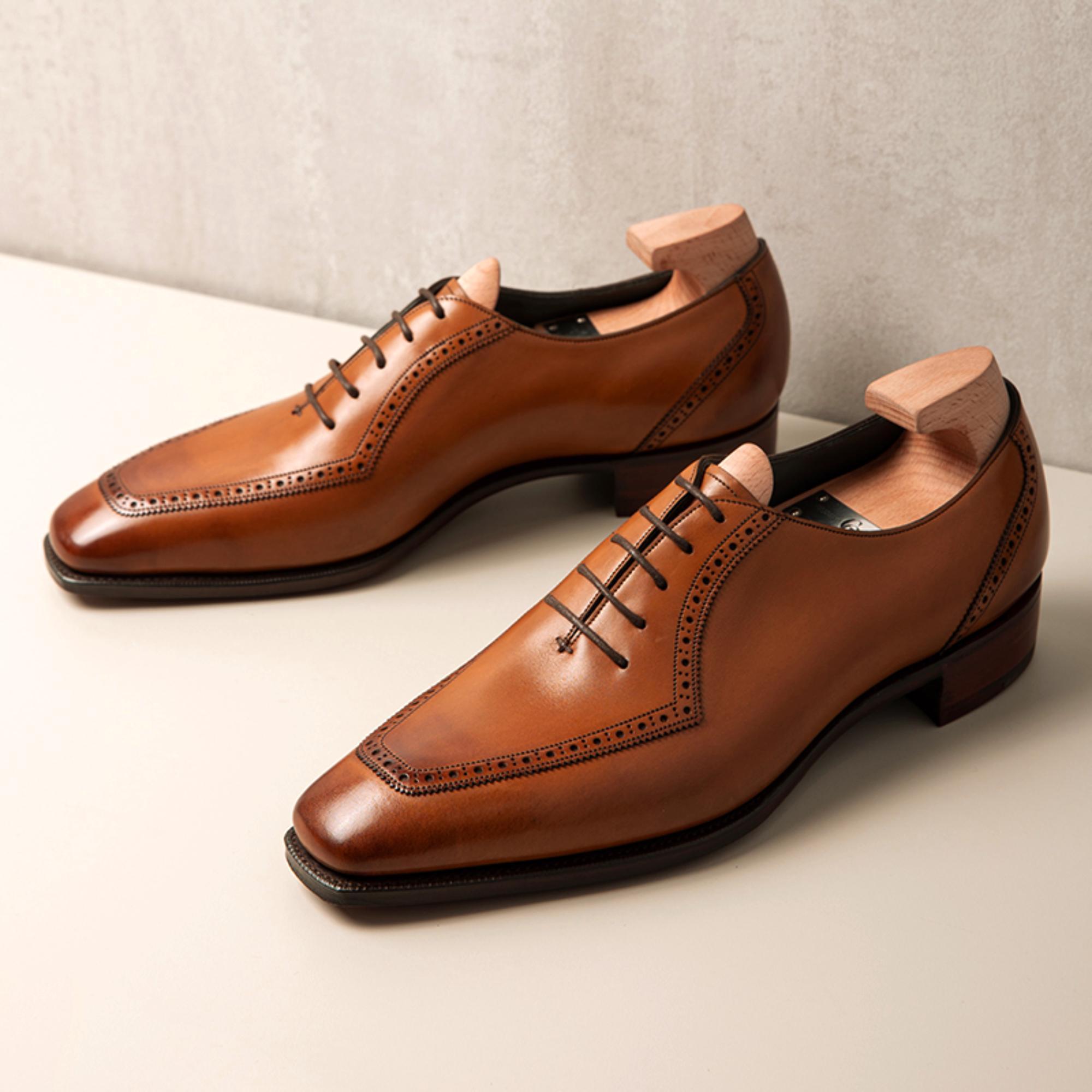Handmade Tan Leather Wingtip Formal Oxford Dress Shoes for  display picture 3