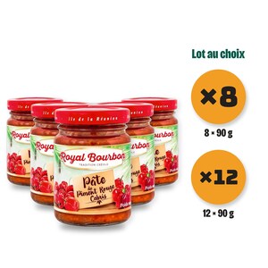 ROYAL BOURBON Rode Geit Chili Pasta, Specerij van Réunion | Verpakking van 8 of 12 potjes van 90 g
