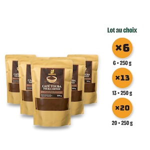 Café Touba BARKELOU, café robusta con pimienta de Guinea (djar) de Senegal | Paquete de 6, 13 o 20 bolsitas de 250 g