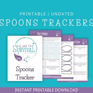 Printable Undated Spoons Tracker | Mental Health Journal | Instant Download Self-Care | Wellness Tracker | Daily Weekly | Spoon Theory