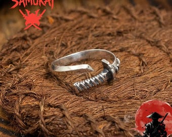 Japanese Sword Ring for Men – Adjustable Katana Blade Jewelry, Martial Arts Gift, Anime Ninja Accessory