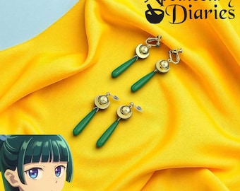 Maomao Cosplay Earrings  Green Anime Pendant Ear Clips