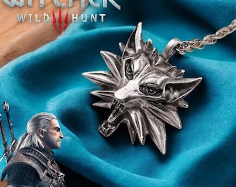 Colgante con cabeza de lobo de Geralt / Cosplay de The Witcher, collar unisex