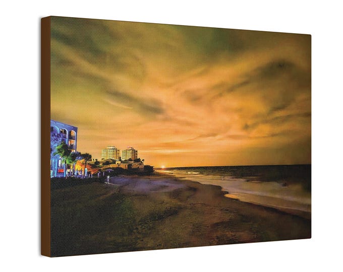 Rocket Launch Beach Canvas, Space Art Print, Astronomy Gift