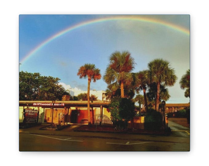 Rainbow Over the Driftwood Resort Canvas