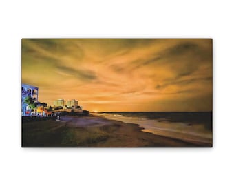 Canvas Stretched, Rocket Launch Viewed from the Beach at Night, Wall Art, Poster, Space Exploration Gift, Home Decor, Astronaut Art, Galaxy