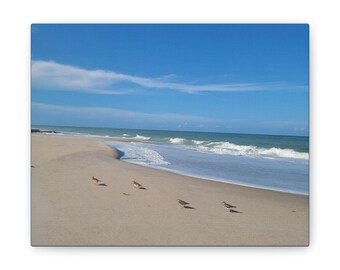 Ocean Waves and Sandpipers Canvas | Beach Wall Art, Coastal Decor