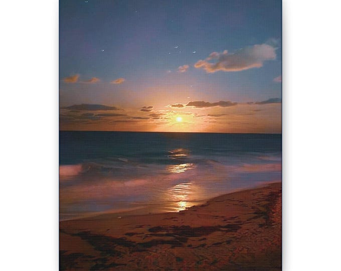 Full Moon and Stars Beach Canvas