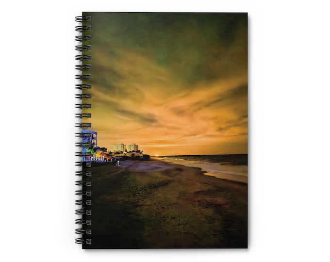Beach Night Launch Spiral Notebook, Space Rocket Ruled Line Journal, Astronomy Planner, Rocket Ship Diary, Galaxy Notebook for Astronauts