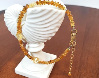 Boho Chic Citrine & Carnelian Bracelet in Gold Vermeil, Handmade Jewelry, Gemstone Birthstone Bracelet