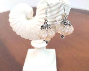 Handmade Pink Glass Sterling Silver Dangle Earrings