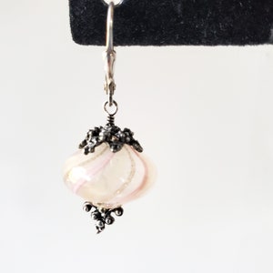 Handmade Pink Blown Glass Sterling Silver Dangle Earrings, Dainty earrings with lots of sparkle. Great for gifts and wedding jewelry image 3