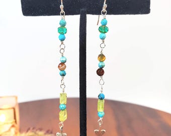 Sterling Silver Dangle Earrings with Turquoise & Southwestern/BOHO Flair