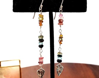 Ombre Tourmaline and Sterling Silver Dangle Earrings