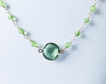 Peridot & Green Amethyst Gold Vermeil Rosary Chain Necklace