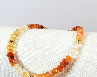 Boho Chic Sparkling Gold Sunstone Bracelet, Handmade Jewelry, Gemstone Bracelet