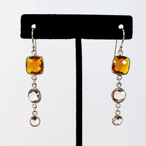 Sparkling Citrine and Crystal Drop Earrings, Handcrafted in Sterling Silver in the Ippolita Style