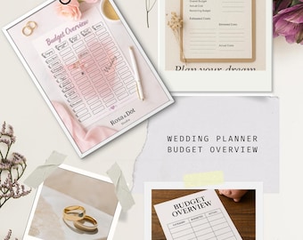 Wedding Budget Planner PDF | Budget Overview Worksheet | Wedding Planning Printable