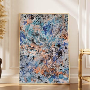 Original Art Print on Canvas, Vivid Abstract Expressionism Painting, Chaotic Texture, Living Room Wall Decor, Best Housewarming, Modern Art