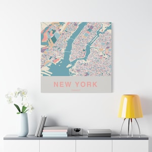New York City Map Canvas Print, Stretched Wall Art, Travel Lover Gift, Home Decor, Urban Map, City Art