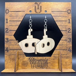 Submarine dangle earring wood
