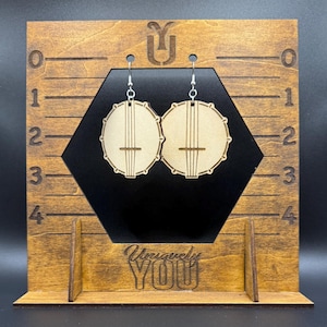 Banjo dangle earring wood