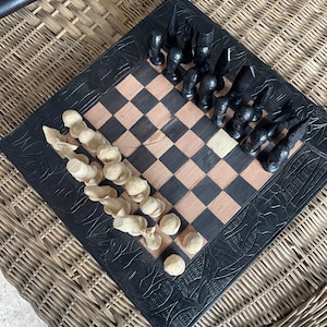 Hand-Carved Wooden Chess Set – Authentic African Art from Kenya