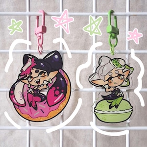 Porte-clés acrylique Splatoon Squid Sisters 2,5&quot; | Breloques recto-verso