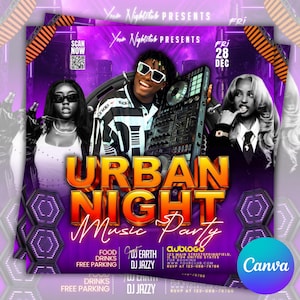 Urban Club Party Flyer: Mega DJ Music Event, Canva EditableSpin The Block Party Flyer, Adult DJ Nightclub Party Flyer, Mega DJ Music Event Flyer, Canva Editable Saturday Block Party Flyer TemplateUrban Party Flyer, Club Party Flyer, Mega DJ Music Event Flyer, DJ Night Party Flyer, Friday Urban Party Flyer, Party Flyer, Canva Editable