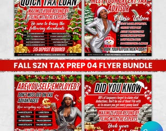 Christmas Tax Prep Flyer Bundle, Holiday Tax Preparer Canva Templates, Credit Repair Accountant Marketing Flyers Set