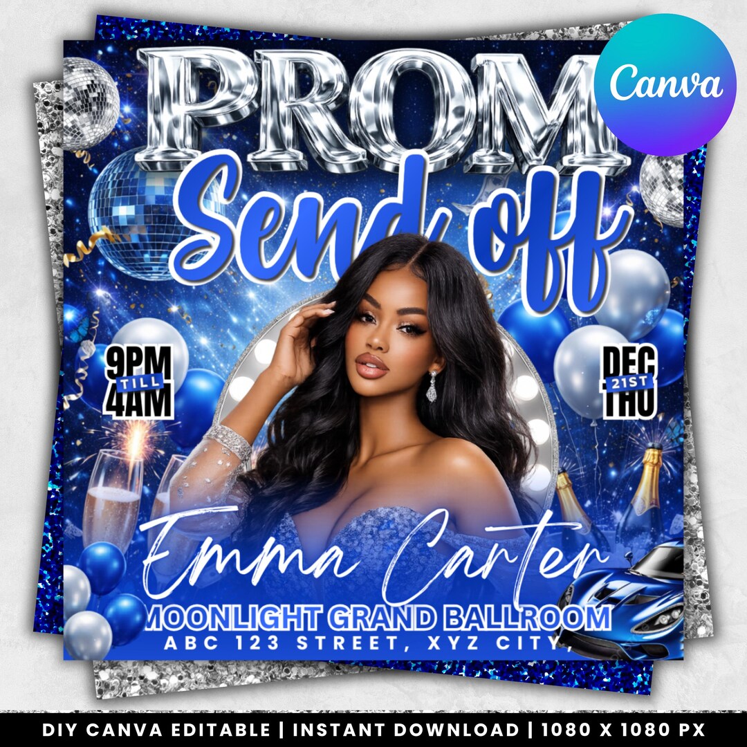 Prom Send off Flyer, DIY Prom Flyer, Prom Canva Template, Prom Send Off ...