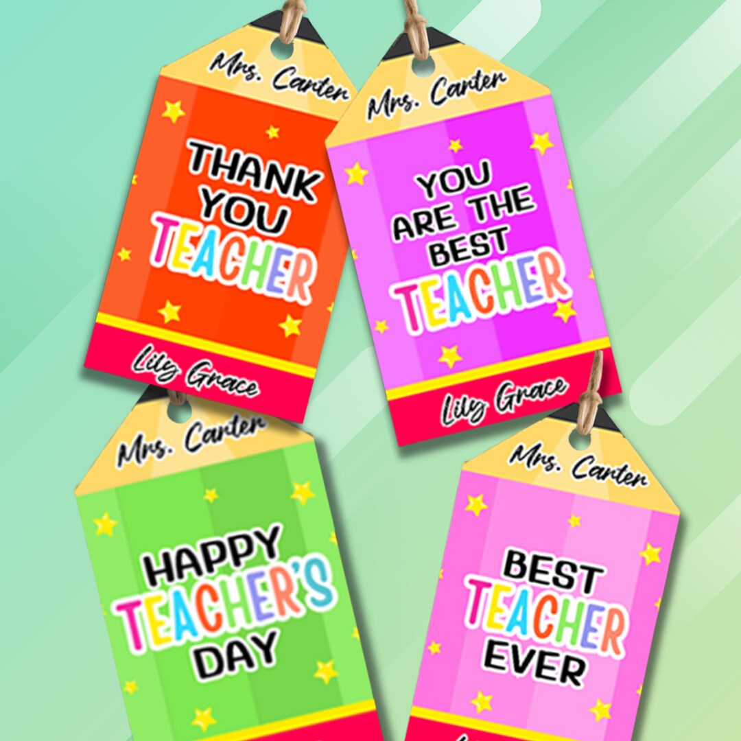 Editable Teacher Appreciation Week Gift Tags Thank You Teacher Gift Tag ...