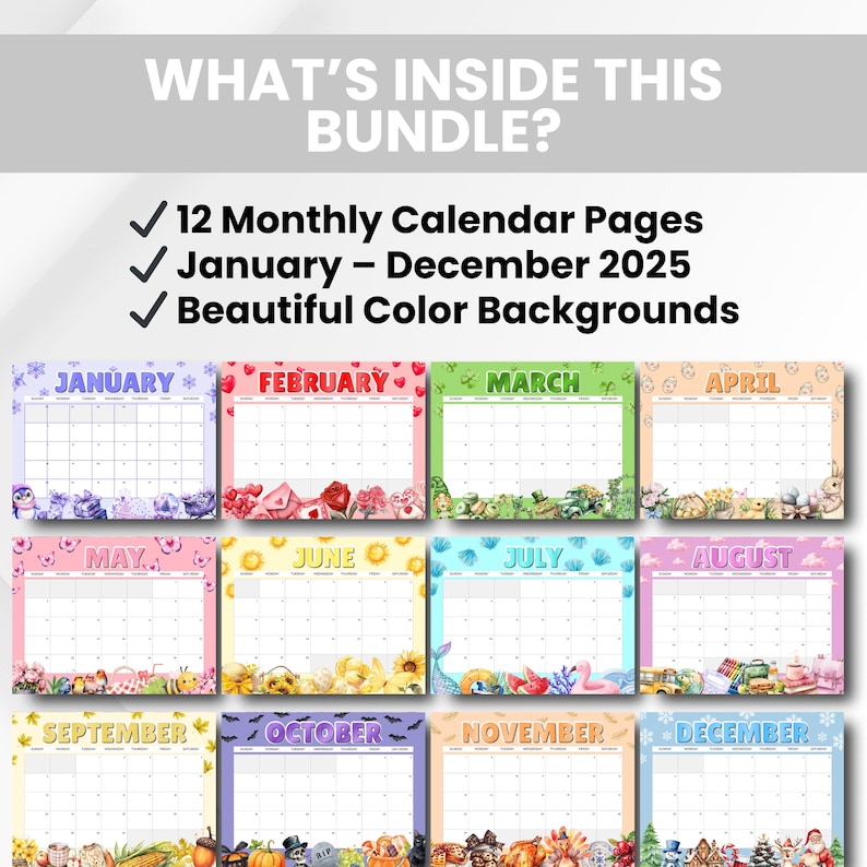 Editable 2026 Monthly Calendar, Cute Printable 2026 Planner for Kids ...