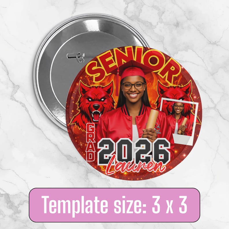 10x Graduation Pin Button Template Bundle, Congrats Class of 2026 ...