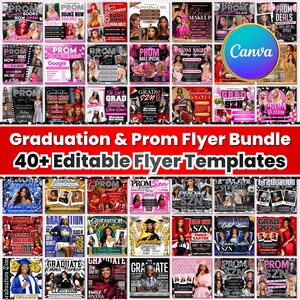 Graduation and Prom Flyer Mega Bundle, Graduation invitation Flyer, Class of 2026, Graduation Booking Flyer, Senior grad flyer, DIY Canva