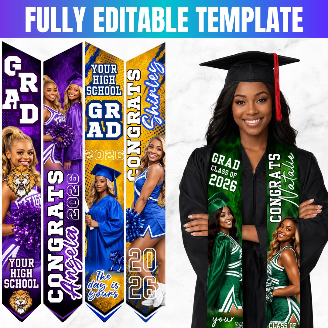 Graduation Stole Canva Editable Template Mega Bundle, Graduation Sash ...