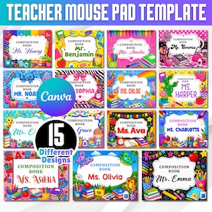 Teacher Mouse Pad Templates , Composition Notebook Back to School Sublimation Layouts, Custom Teacher Appreciation Gift