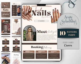 Szablon planowania Acuity, strona rezerwacji Acuity, szablon planowania Acuity Brow Tech, zestaw do brandingu stylisty fryzur, paznokcie, rzęsy, włosy, edytowalny Canva