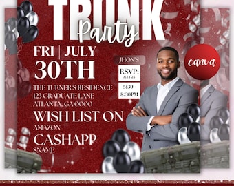 Trunk Party Flyer, Farewell Party Invite, DIY Trunk Party Flyer, Graduation Party Invitation, College Send Off Invitation, Canva Editable