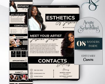 Esthetician Acuity Scheduling Template, Esthetician Acuity Booking Site, Website Template, Acuity Esthetician Schedule, Canva Editable