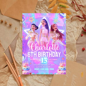 Rose Gold Birthday Invitation Template: Let's Party Invite (Canva Editable PDF)
Editable Birthday Invitation| Anime Theme party| Anime Invite| Birthday Party| Kids Birthday Invite| Canva Template| Kpop Birthday InviteEditable Rainbow Sequin 5th Birthday Invitation: Printable Canva Template (Black Bow Birthday Invitation Template: Elegant Editable Party Invite, Digital Download for Printable and Phone Format