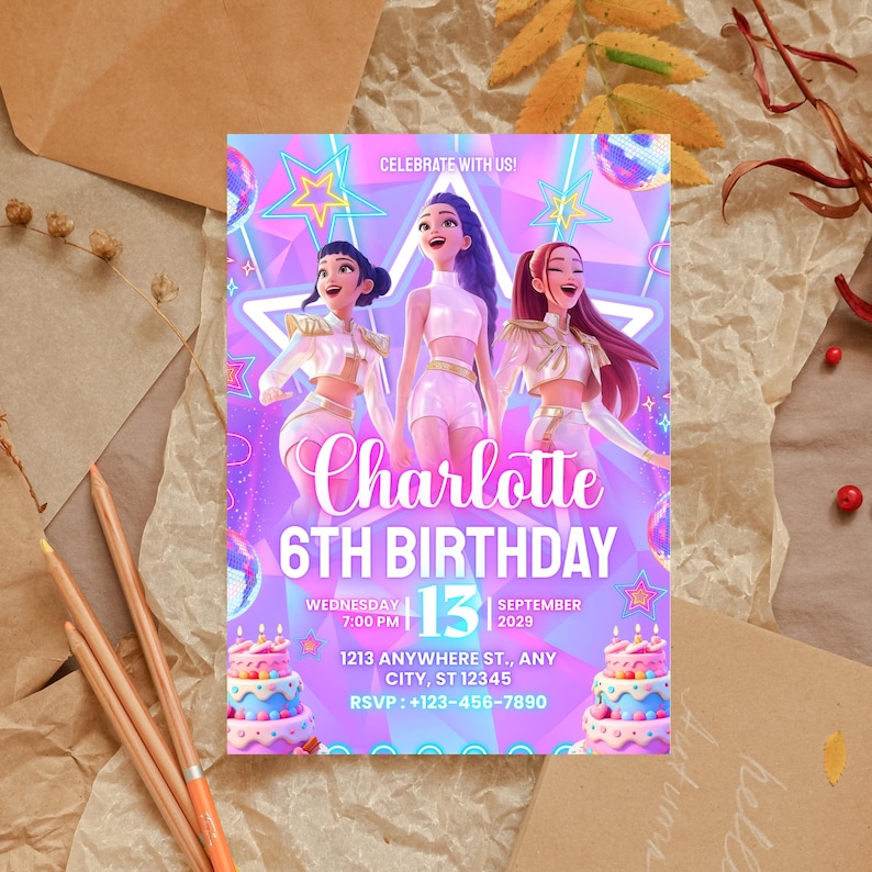 Rose Gold Birthday Invitation Template: Let's Party Invite (Canva Editable PDF)
Editable Birthday Invitation| Anime Theme party| Anime Invite| Birthday Party| Kids Birthday Invite| Canva Template| Kpop Birthday InviteEditable Rainbow Sequin 5th Birthday Invitation: Printable Canva Template (Black Bow Birthday Invitation Template: Elegant Editable Party Invite, Digital Download for Printable and Phone Format
