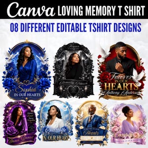 In Loving Memory Templates Canva Editable, 8 Memorial shirt design Rest In Peace Custom Funeral Tee Mega Bundle, Drag and drop your image